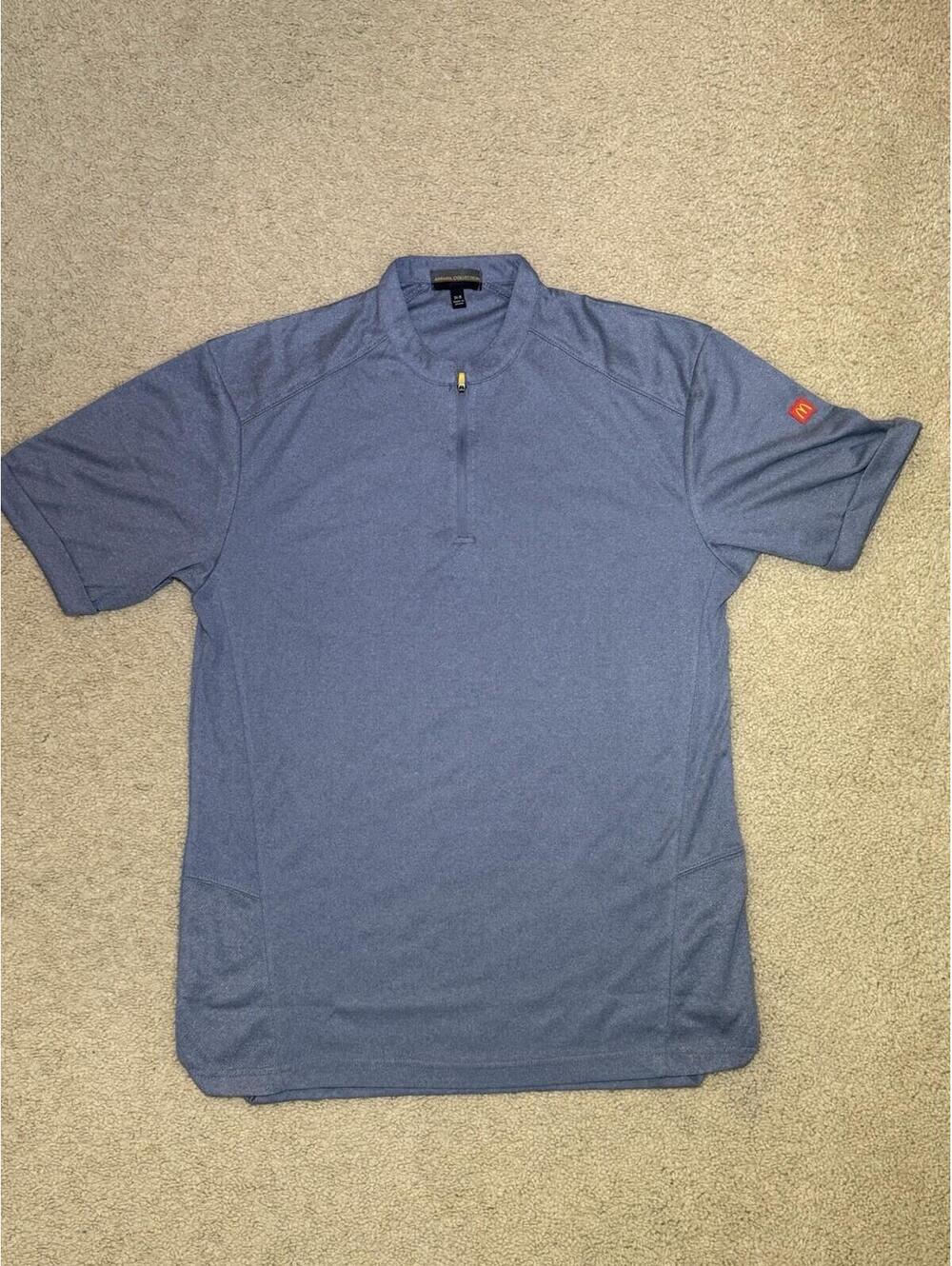 McDonalds Mens Medium Blue Quarter Zip Short Sleeve Performance Shirt
